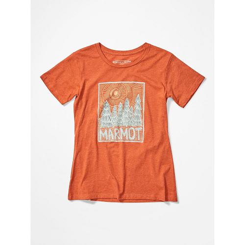 Marmot Woodblock Clothes - Womens T-Shirts Orange CA1235694 Canada